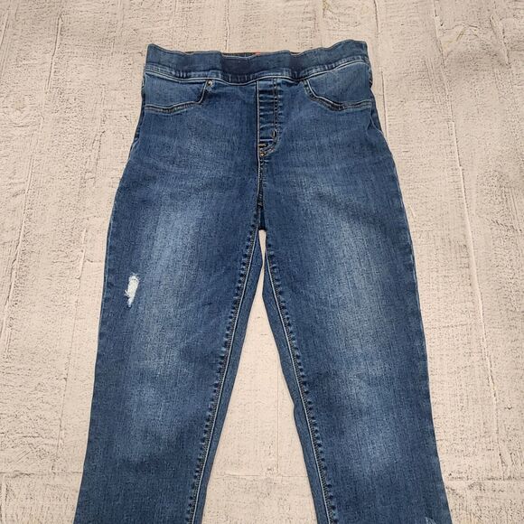 Spanx Distressed Ankle Skinny Jeans Women's M High Rise Stretch‎ Denim Raw Hem - Picture 2 of 12